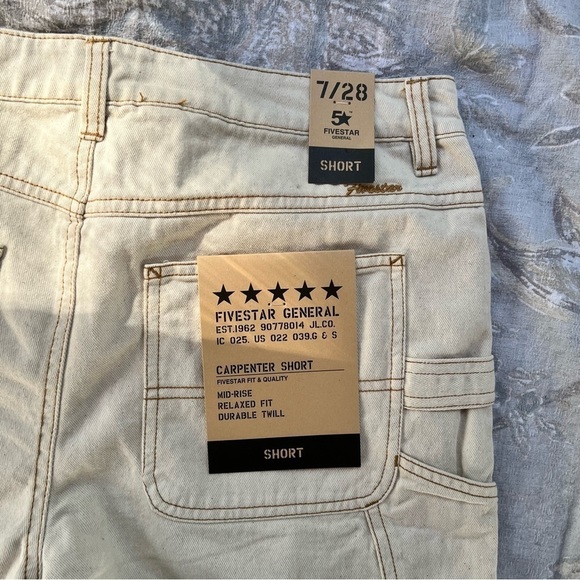 Five Star General Women’s Cutoff Denim Cream Carpenter Short - Picture 5 of 10